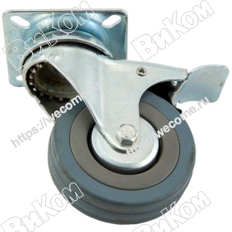 Оптом купить Опора колесная (мебельное колесо) 75 мм, Н=105 подшипниковая с пятой с Тормозом (50*) в мебельная фурнитура оптом и в розницу ВиКом.