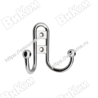Оптом купить Крючок R15, двухрожковый, хром, МФ в мебельная фурнитура оптом и в розницу ВиКом.