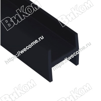 Оптом купить Планка щелевая алюминий для стеновых панелей 6мм 1060 L=600мм. Н-образ черная в мебельная фурнитура оптом и в розницу ВиКом.