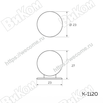 Оптом купить Ручка кнопка К-1120 хром KERRON (100*) в мебельная фурнитура оптом и в розницу ВиКом.