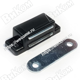 Оптом купить Магнитная защелка 45х15 черная (48,1920*) в мебельная фурнитура оптом и в розницу ВиКом.