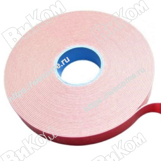 Оптом купить Скотч двухсторонний 19мм*20 м, красный, для крепления зеркал в мебельная фурнитура оптом и в розницу ВиКом.