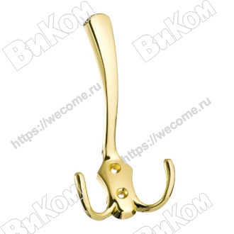 Оптом купить Крючок KR 0050 ОТ, трехрожковый, золото (75х75х130 мм) KERRON (40*) в мебельная фурнитура оптом и в розницу ВиКом.