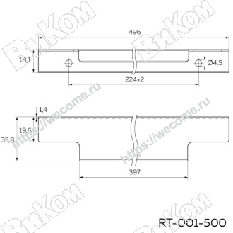 Оптом купить Ручка торцевая RT-001-500, хром KERRON (30*) в мебельная фурнитура оптом и в розницу ВиКом.