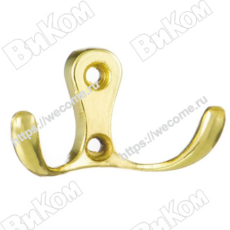 Оптом купить Крючок LT 0010 OT, двухрожковый, золото (24х51х30 мм), KERRON (100*) в мебельная фурнитура оптом и в розницу ВиКом.