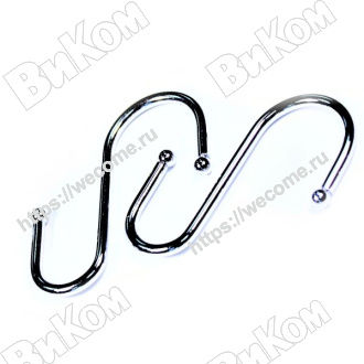 Оптом купить Крючок для рейлинга с шариком большой 49х6х69 мм, хром (5*) в мебельная фурнитура оптом и в розницу ВиКом.