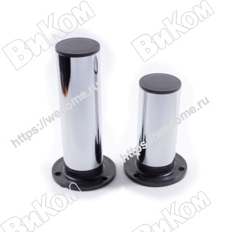 Оптом купить Ножка мебельная регулируемая 50х100 (круглая пластик пятка)  хром (50*) в мебельная фурнитура оптом и в розницу ВиКом.