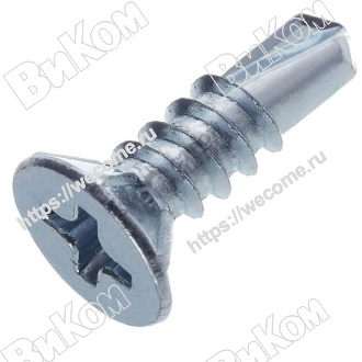 Оптом купить Саморез 3,9*13 мм, оконный, сверло, белый цинк (1000*) в мебельная фурнитура оптом и в розницу ВиКом.