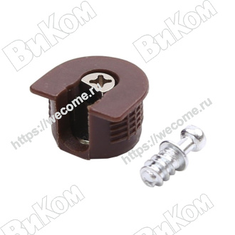 Оптом купить Эксцентрик быстромонтируемый D20, коричневый, шток d6xL11 (1000*) в мебельная фурнитура оптом и в розницу ВиКом.