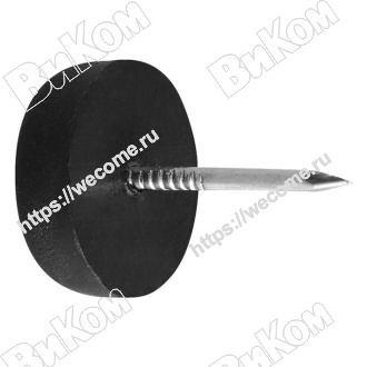 Оптом купить Подпятник пластик с гвоздем черный, d=15mm (500, 10тыс*) в мебельная фурнитура оптом и в розницу ВиКом.