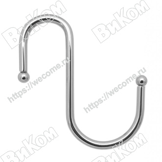 Оптом купить Крючок для рейлинга с шариком малый, 55х5х55мм, хром (100, 1000*) в мебельная фурнитура оптом и в розницу ВиКом.