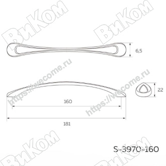 Оптом купить Ручка скоба S-3970-160  хром KERRON (40*) (Под заказ) в мебельная фурнитура оптом и в розницу ВиКом.