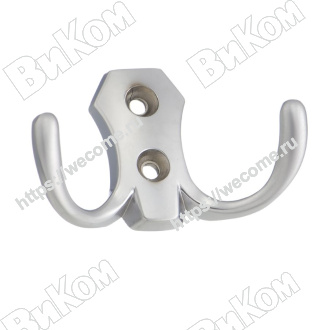 Оптом купить Крючок KR 0020 SC, двухрожковый, матовый хром (26х75х45 мм)  KERRON (70*) в мебельная фурнитура оптом и в розницу ВиКом.