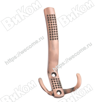 Оптом купить Крючок KR 0070 АС, трехрожковый перфорация, античная медь (55х80х150 мм) KERRON (25*) в мебельная фурнитура оптом и в розницу ВиКом.
