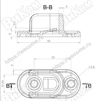 Оптом купить Штангодержатель для овальной трубы, пластиковый белый (250*) в мебельная фурнитура оптом и в розницу ВиКом.