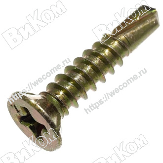 Оптом купить Саморез 3,9*16 мм, оконный, сверло, желтый цинк (1000*) в мебельная фурнитура оптом и в розницу ВиКом.