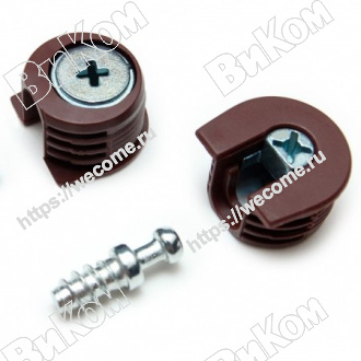 Оптом купить Эксцентрик в пластиковом корпусе, коричневый (Br) и дюбель 11мм, ST01/49/3/Br/01 в мебельная фурнитура оптом и в розницу ВиКом.