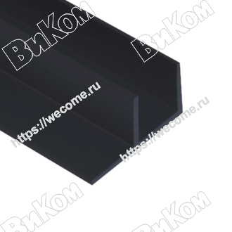 Оптом купить Планка угловая алюминий для стеновых панелей 6мм 1050 L=600мм. F-образ черная в мебельная фурнитура оптом и в розницу ВиКом.