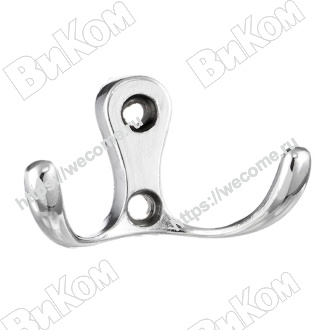 Оптом купить Крючок LT 0010, двухрожковый, хром (24х51х30 мм), KERRON (100*) в мебельная фурнитура оптом и в розницу ВиКом.