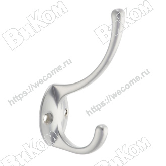 Оптом купить Крючок KR 0030 SC, двухрожковый , матовый хром (40х80х100 мм) KERRON (50*) в мебельная фурнитура оптом и в розницу ВиКом.