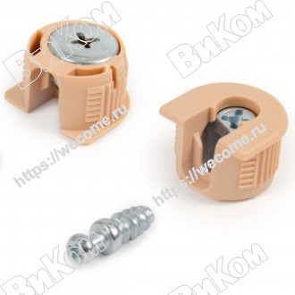 Оптом купить Эксцентрик в пластиковом корпусе, бежевый. (Bg) и дюбель, ST01/49/3/Bg/01 в мебельная фурнитура оптом и в розницу ВиКом.