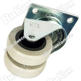 Оптом купить Опора колесная (мебельное колесо) 50 мм, Н=70 подшипниковая с пятой Обрезиненная №336 (50кг) (100*) в мебельная фурнитура оптом и в розницу ВиКом.