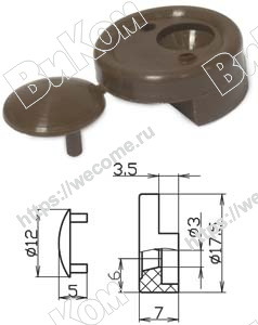 Оптом купить Кляймер круглый коричневый заглушка 4 мм, пластик (1000*) в мебельная фурнитура оптом и в розницу ВиКом.
