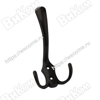 Оптом купить Крючок KR 0050 BL, трехрожковый, черный матовый (75х75х130 мм) KERRON (40*) в мебельная фурнитура оптом и в розницу ВиКом.