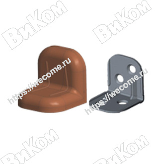 Оптом купить Уголок крепежный с пластик крышкой бук темный (11) большой в мебельная фурнитура оптом и в розницу ВиКом.