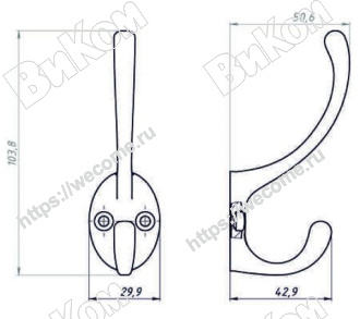 Оптом купить Крючок вешалка №26 черный (30*) в мебельная фурнитура оптом и в розницу ВиКом.