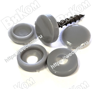 Оптом купить Заглушка к саморезу с крышкой, Серый (100,1000*) в мебельная фурнитура оптом и в розницу ВиКом.