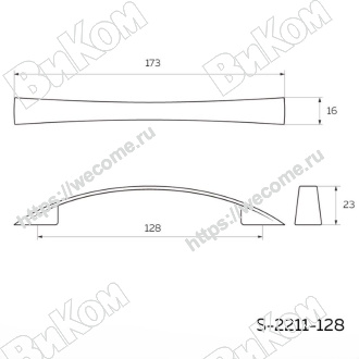 Оптом купить Ручка скоба S-2211-128 SC  матовый хром KERRON (60*) в мебельная фурнитура оптом и в розницу ВиКом.