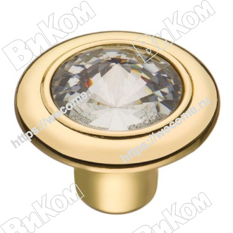Оптом купить Ручка кнопка CRL35 OT с кристаллами золото KERRON (100*) в мебельная фурнитура оптом и в розницу ВиКом.