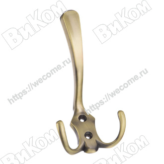 Оптом купить Крючок KR 0050 AB, трехрожковый, античная бронза (75х75х130 мм) KERRON (40*) в мебельная фурнитура оптом и в розницу ВиКом.