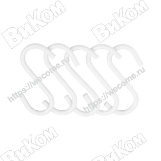 Оптом купить Крючок для рейлинга малый S-обр.(защелка), 60х40мм, белый LE 311С WT (5 шт) в компл в мебельная фурнитура оптом и в розницу ВиКом.
