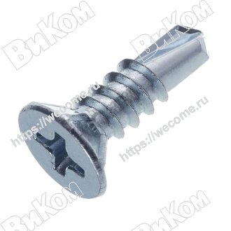 Оптом купить Саморез 3,9*16 мм, оконный, сверло, белый цинк (1000*) в мебельная фурнитура оптом и в розницу ВиКом.