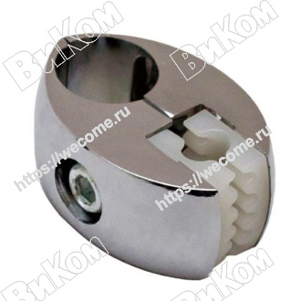 Оптом купить Держатель трубы 25 мм для стекла и панели R-7 хром (180*) с вкладкой в мебельная фурнитура оптом и в розницу ВиКом.