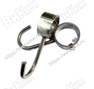 Оптом купить Крючок для трубы 25 мм, несъемный с фиксатором нержавейка (20*) в мебельная фурнитура оптом и в розницу ВиКом.