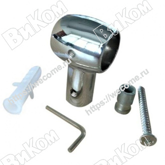 Оптом купить Держатель рейлинга 16 мм (ретро), хром R-004 (50, 300*) в мебельная фурнитура оптом и в розницу ВиКом.