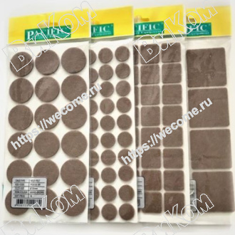 Оптом купить Подпятник фетровый прямоугольный 20х20 мм коричневый (лист 50 шт.) в мебельная фурнитура оптом и в розницу ВиКом.