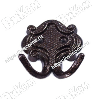 Оптом купить Крючок-вешалка КМ-4 АМ двухрожковый (100*) в мебельная фурнитура оптом и в розницу ВиКом.