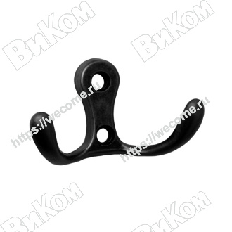 Оптом купить Крючок KR 0010 BL, двухрожковый, черный матовый (30х55х30 мм)  KERRON (75*) в мебельная фурнитура оптом и в розницу ВиКом.