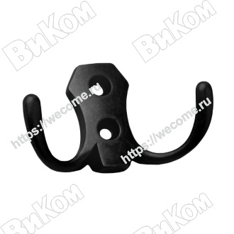 Оптом купить Крючок KR 0020 BL, двухрожковый, черный матовый (26х75х45 мм) KERRON (70*) в мебельная фурнитура оптом и в розницу ВиКом.