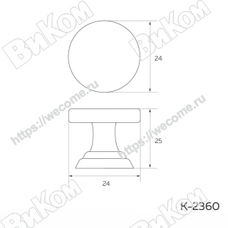 Оптом купить Ручка кнопка К-2360, хром, KERRON (100*) в мебельная фурнитура оптом и в розницу ВиКом.