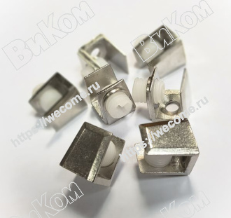 Оптом купить Полкодержатель п-образный, под шуруп 12х12х14, (полка 4-6мм)  (пластик фиксатор) никель (20, 100*) в мебельная фурнитура оптом и в розницу ВиКом.