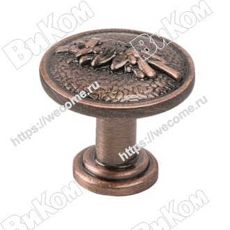 Оптом купить Ручка кнопка RK-001 AC, античная медь KERRON (100*) в мебельная фурнитура оптом и в розницу ВиКом.