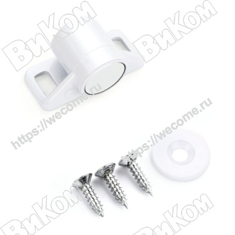 Оптом купить Магнитная защелка круглая, белая в мебельная фурнитура оптом и в розницу ВиКом.