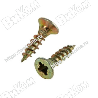 Оптом купить Саморез 4,0х16 мм, потай желтый цинк (пакет 1000*) в мебельная фурнитура оптом и в розницу ВиКом.