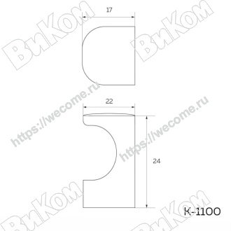 Оптом купить Ручка кнопка К-1100, хром KERRON (150*) в мебельная фурнитура оптом и в розницу ВиКом.