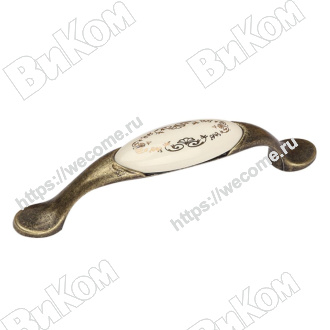 Оптом купить Ручка скоба К7456E, 96мм античная бронза керамика в мебельная фурнитура оптом и в розницу ВиКом.